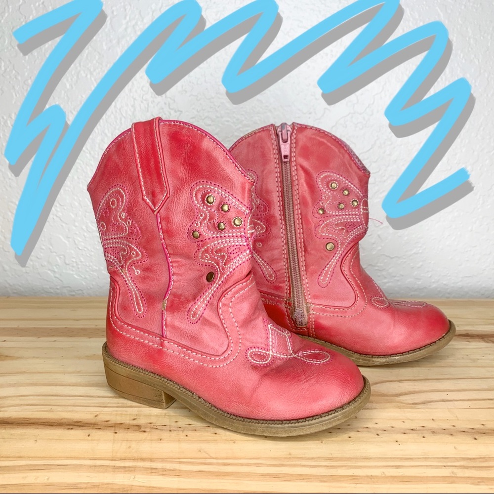 Cherokee Girls Pink Cowgirl Cowboy Boots 8